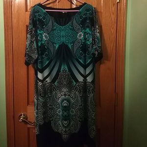 Aqua and black dress